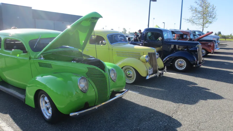 Classic and vintage cars on display at a past Country Car Show in Aldergrove, BC
