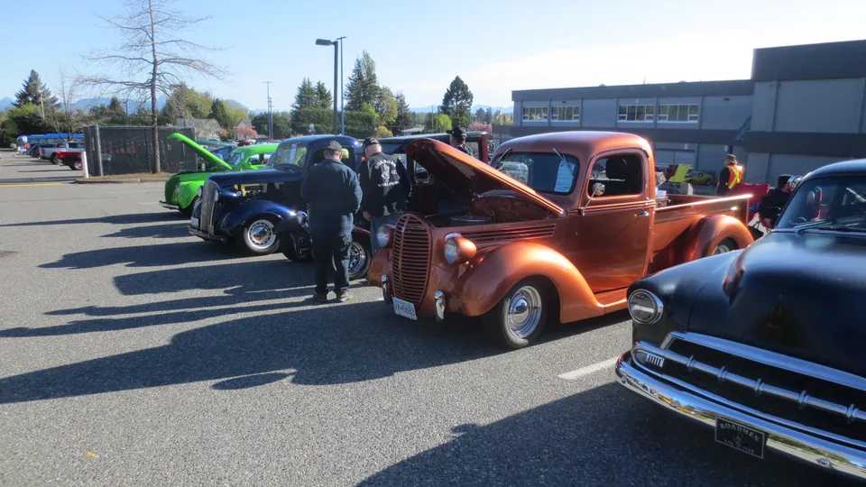 Vintage cars lined up at the Country Car Show in Aldergrove, BC