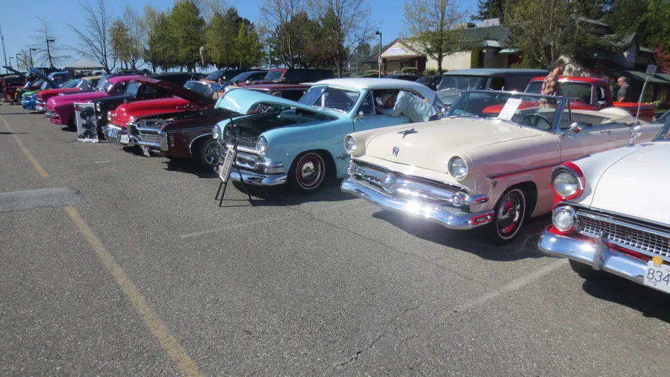 Rows of classic cars at the Country Car Show in Aldergrove, BC