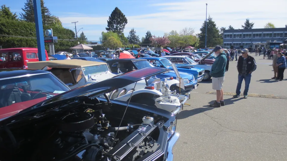 Classic cars and visitors at the Country Car Show in Aldergrove, BC